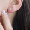 Delicate oval stud diamond earring - Image 2