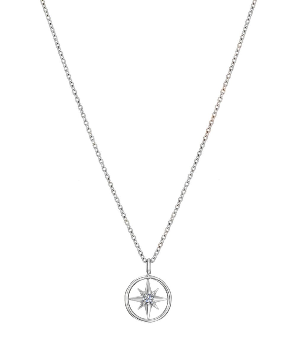 Compass-Shaped Necklace with Round Diamond
