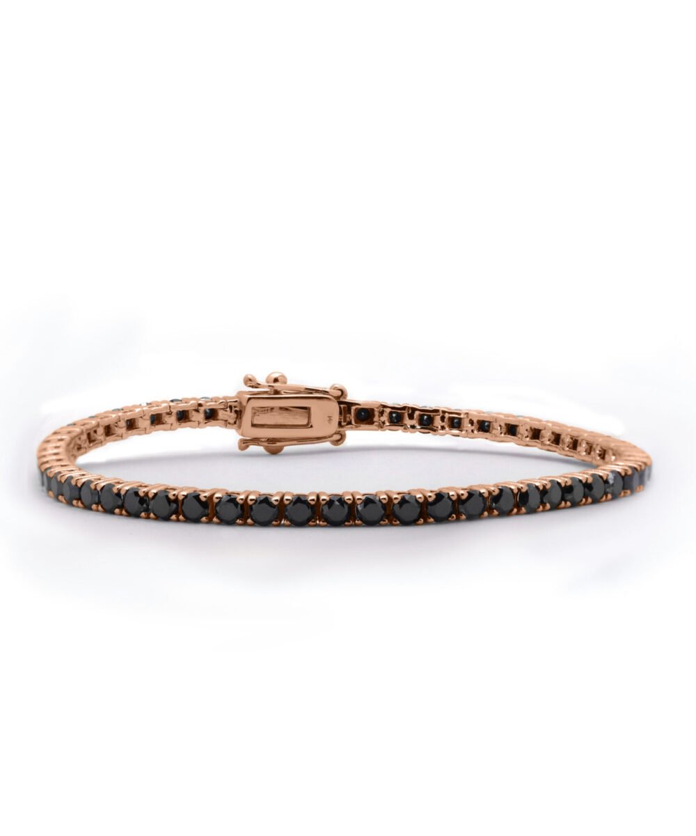 Black diamond tennis bracelet - red gold
