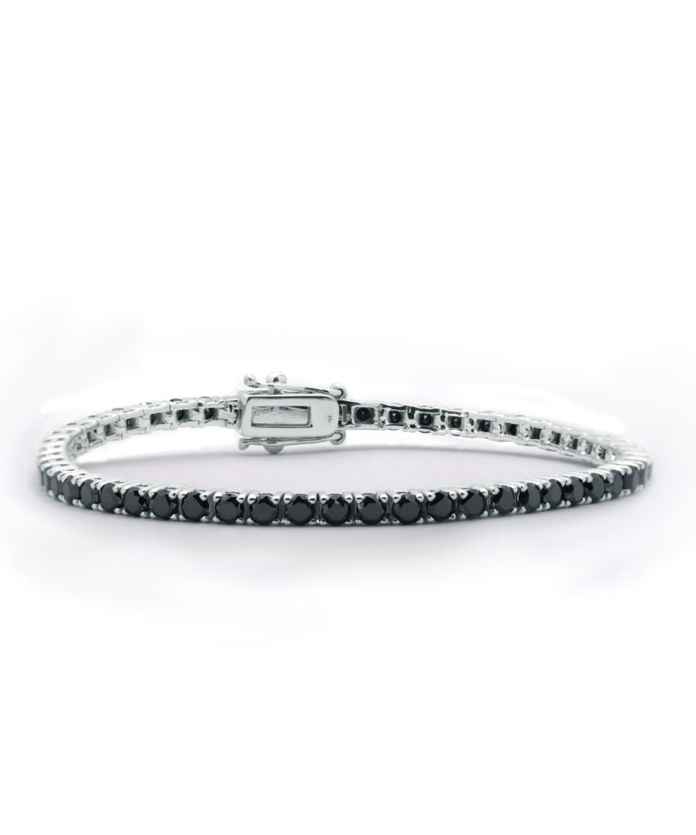 Black diamond tennis bracelet - white gold
