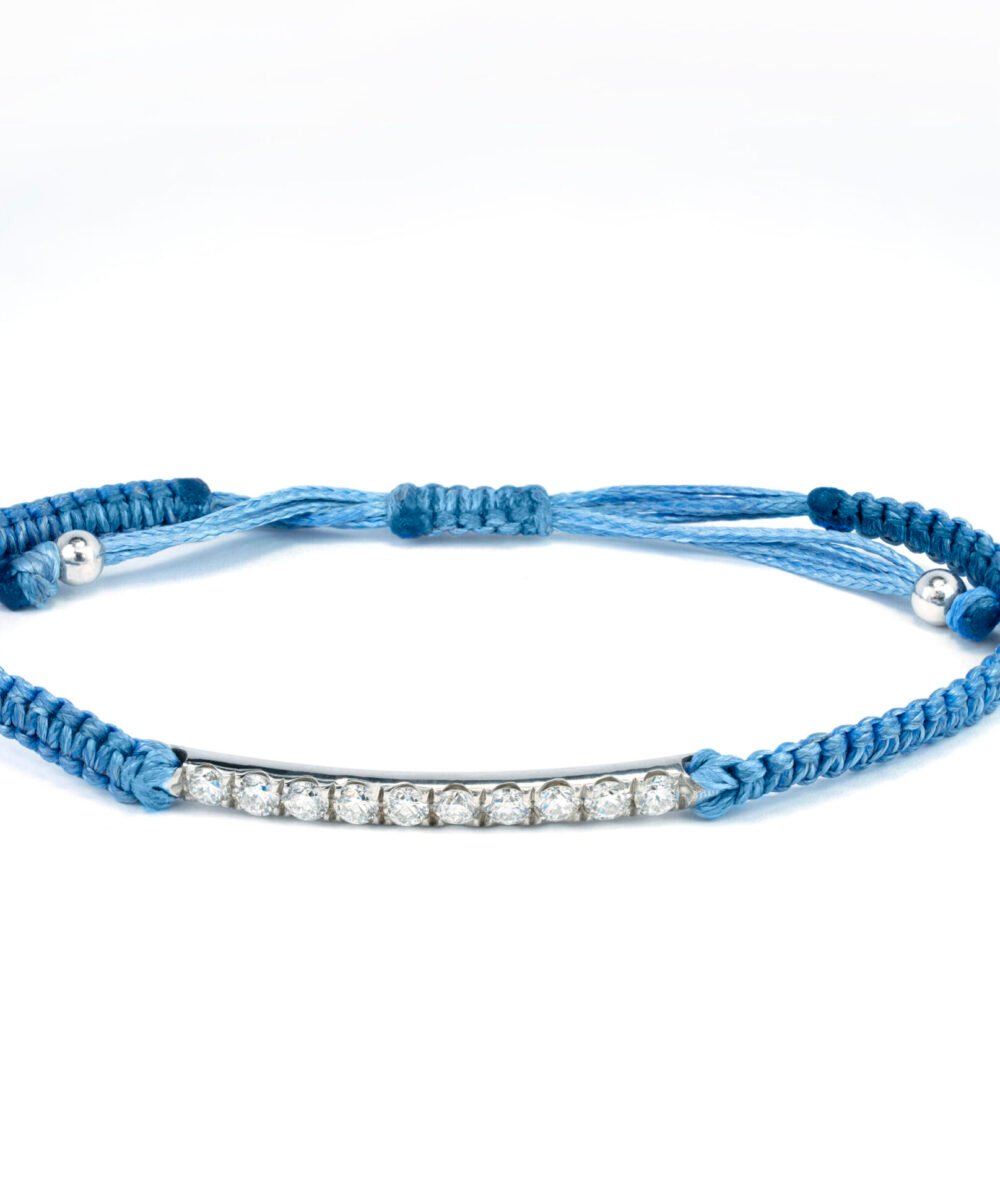 Diamond bracelet with "interwoven" wax thread
