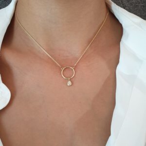 Hoop necklace with drop diamond - Image 2