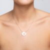 A round pendant with a leaf of grass studded with diamonds - Image 2