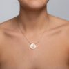 A round pendant with a leaf of grass studded with diamonds - Image 4