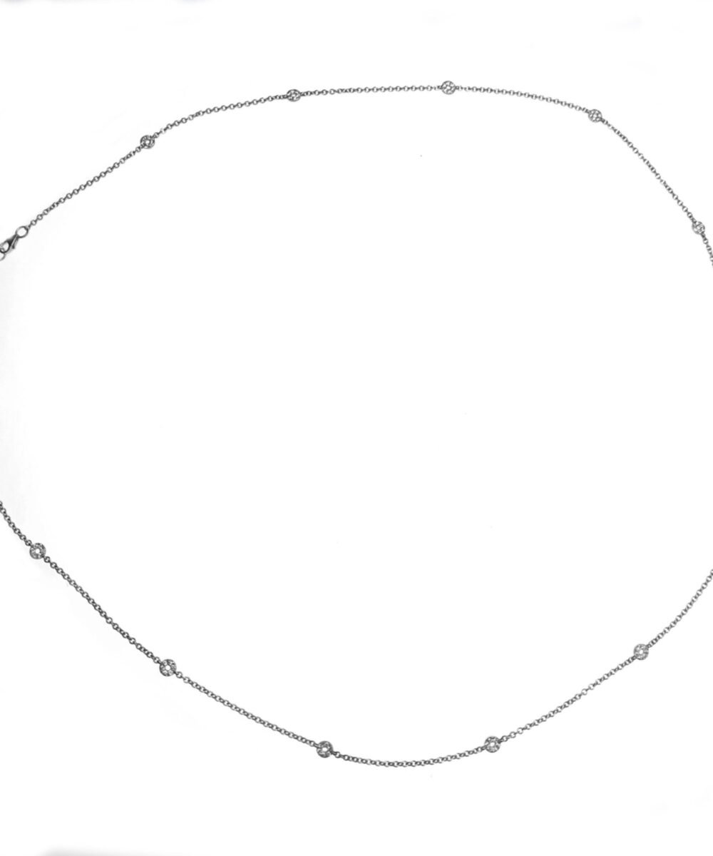 A chain wrapped in circles studded with diamonds
