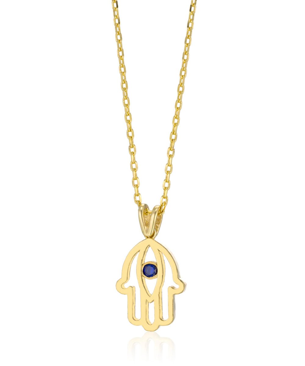 Hamsa pendant with sapphire