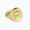 R signet ring set with diamonds - Image 3