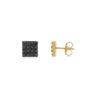 Square gold earrings with black diamonds - Image 2