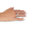 A gold ring studded with diamonds and a pearl - Image 4