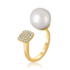 Square diamond and round pearl ring - Image 2