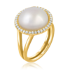 Classic pearl and diamond gold ring (replica) - Image 2